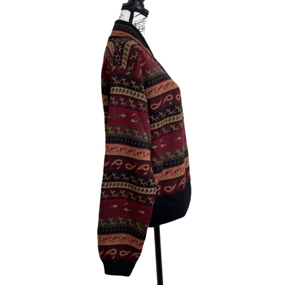 Dana Buchman Women's Wool Cardigan Sweater Button-Up Vintage Nordic Size M - Picture 2 of 8